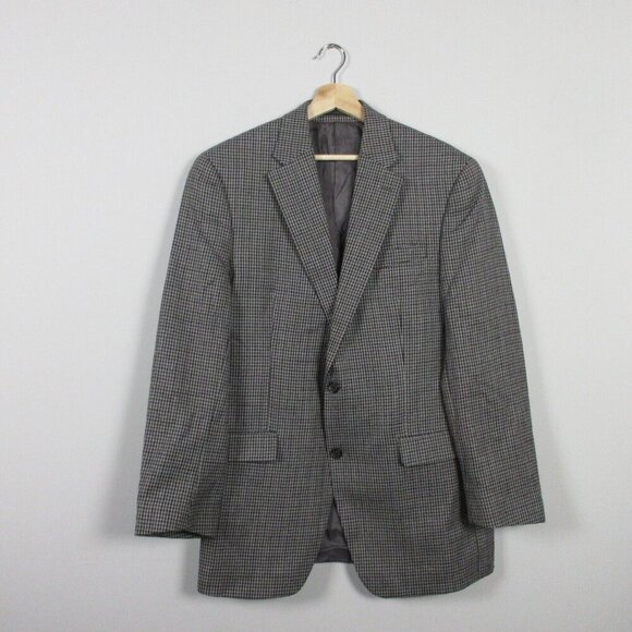 Lauren Ralph Lauren Wool Houndstooth Blazer Men's 100% Wool Office 42 Black 790 - Picture 1 of 10